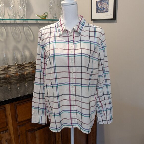 Talbots Ultra Soft Flannel Modern Classic Button Down Shirt Plaid - Picture 2 of 5